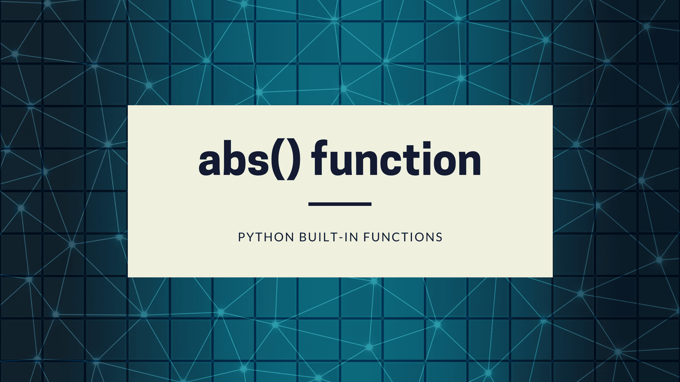 abs() function in Python