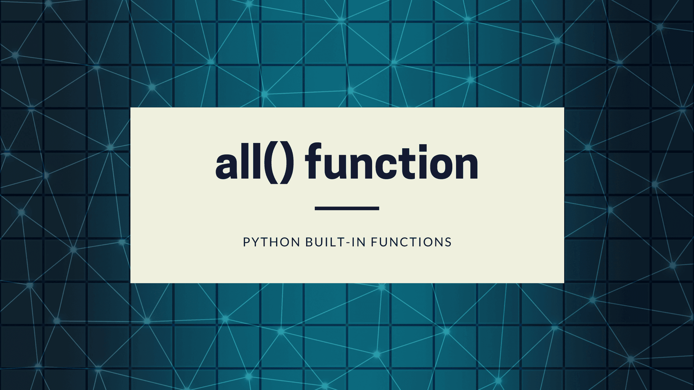 all() function in Python