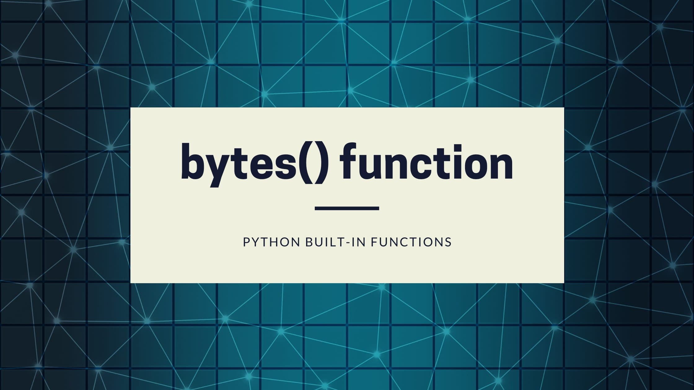 bytes() function in Python