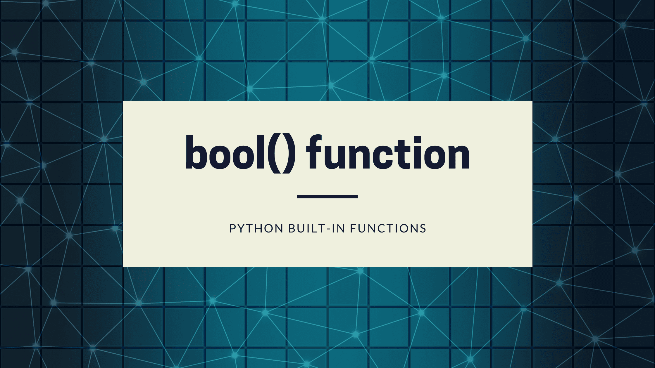 bool() function in Python
